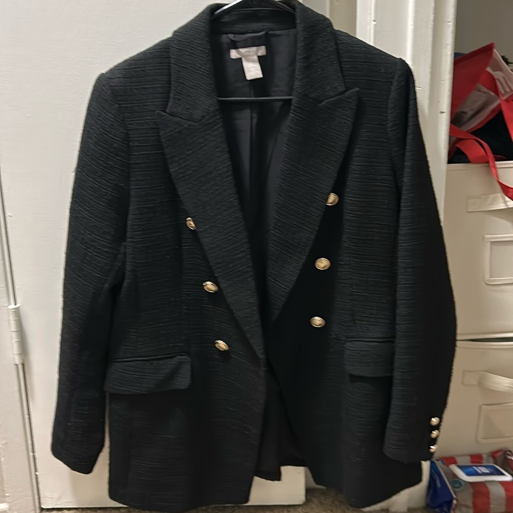 H&M tweed black blazer